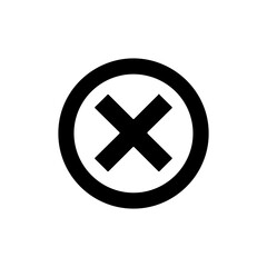 Obraz premium X in circle silhouette icon vector flat illustration on white background.