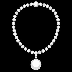 pearl necklace on black background