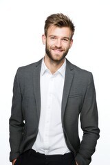Young man professional background portrait.