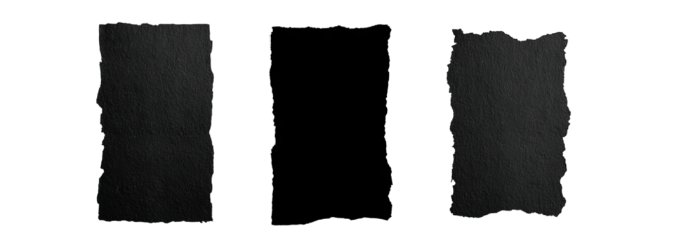 Two dark, rectangular, textured shapes