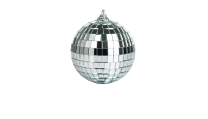 Silver disco ball isolated on transparent background