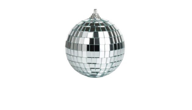 Silver disco ball isolated on transparent background