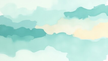 Soft abstract teal and cream paint strokes background texture