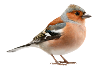 Common Chaffinch songbird perched on branch with transparent background - high resolution PNG wildlife nature illustration for design projects