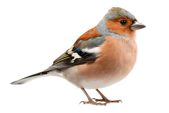 Common Chaffinch songbird perched on branch with transparent background - high resolution PNG wildlife nature illustration for design projects