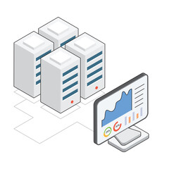 Server Infrastructure with Cloud Upload Vector isometric Illustration. EPS 10 file