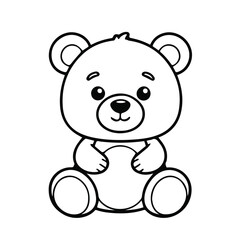 Fototapeta premium Cute cartoon teddy bear sitting in a simple pose against a plain background. Adorable children's illustration with no specific location or profession.