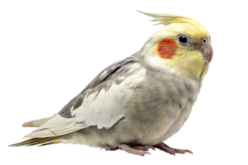 Isolated cockatiel bird on transparent background in high-resolution PNG style, perfect for cutout and design projects