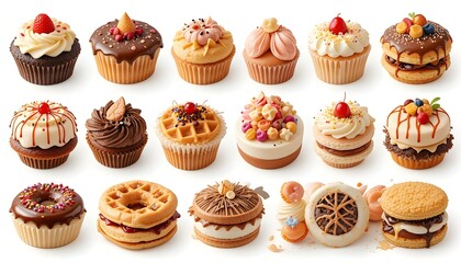 Transparent PNG Dessert Collection Featuring Cupcakes, Cookies, Donuts, and More