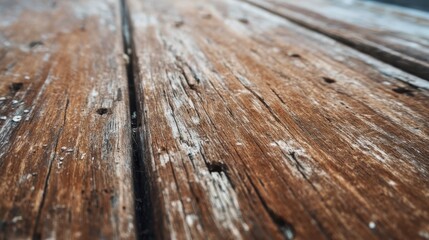 Obraz premium Close-up view of weathered wooden planks with various textures.