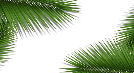 Obraz premium Vibrant Green Palm Leaves Framing a Bright Background for a Tropical Feel