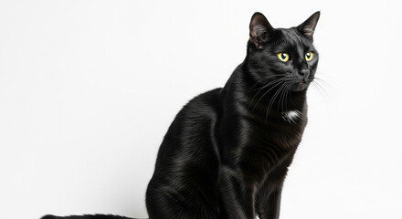 black cat on white background