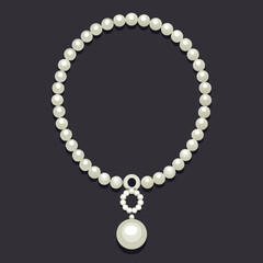 pearl necklace on black background