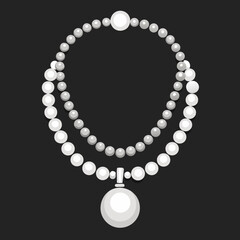 pearl necklace on black background