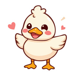 A cute lovely joy duck opening the arms cartoon character illustration