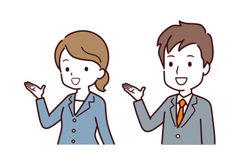 案内するビジネスパーソンのイラスト素材