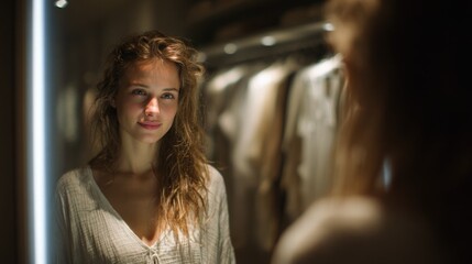 Smart wardrobe mirrors analyzing emotional states and projecting clothing recommendations based on current psychological alignment and expression 