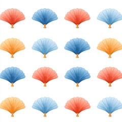 Obraz premium Colorful Seashell Patterns on a White Background for Summer and Beach Decor, Perfect for Print Design and Digital Projects