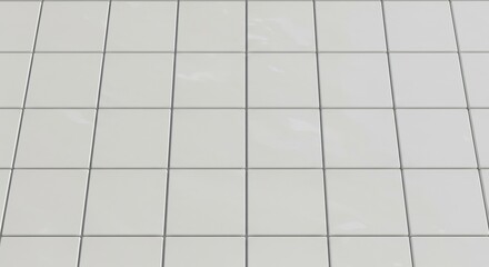 White square tiles with light grey grout lines on a uniformly lit surface viewed with a subtle perspective
