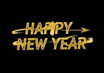 new year greeting with golden typography and decorative arrow elements
