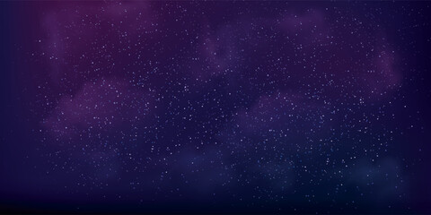 dark blue background with a night sky design filled with stars