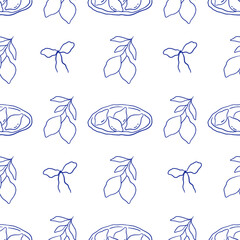 Hand drawn doodle pattern with lemon