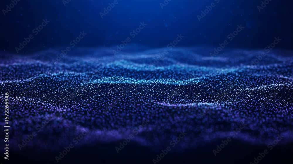 Poster abstract blue particle wave background with a dynamic and flowing movement