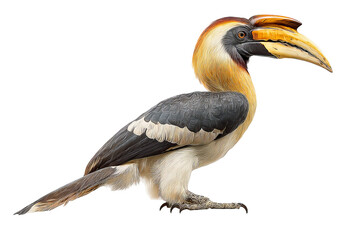Obraz premium Hornbill bird with transparent background in high resolution PNG style, isolated wildlife illustration perfect for cutout and design projects