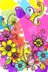 Obraz premium Floral design in a vivid, playful color palette perfect for spring season