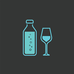 Flat bottle web app icon on dark grey background, Vector Illustration