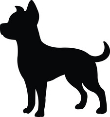 Vector Silhouette of Alert Standing Dog