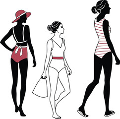 Celebrate National Bikini Day with this icon set silhouette vector of swimsuits elements isolated on white background