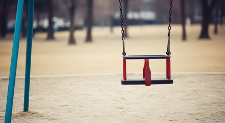 Lonely Swing Set in Deserted Playground
