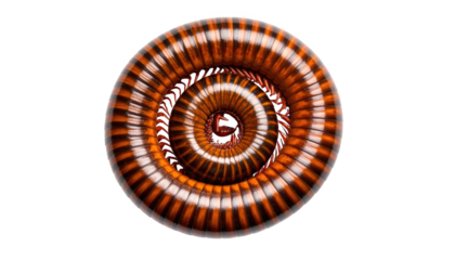 Spiral millipede closeup isolated on transparent background