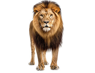 Fototapeta premium Majestic Male Lion, Isolated on Transparent PNG, Powerful, Regal Pose