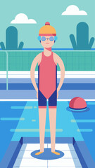 Swimmer at the Poolside Ready for Competition