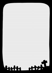 Lined Paper with Graveyard Silhouette Border
