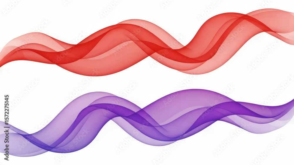 Poster two abstract wavy lines in red and purple create a dynamic and flowing background