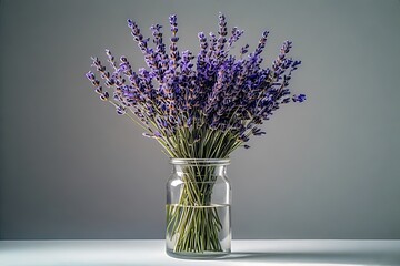 Lavender stalks in a glass vase