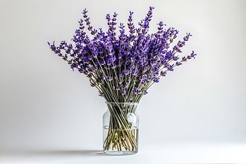 Lavender stalks in a glass vase
