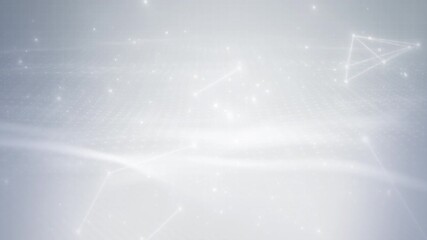 Clean modern digital technology motion background in white tones with abstract glowing dots, soft wave lines, and smooth network patterns for professional presentation and media design - Powered by Adobe