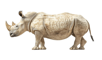 Obraz premium White Rhinoceros, Side Profile, Isolated on Transparent PNG, Detailed Texture, Wildlife Photography
