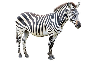 Fototapeta premium Striped Zebra, Isolated on Transparent PNG, Wildlife Photo, African Animal