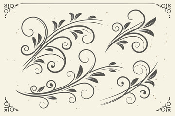 Elegant vintage floral swirls and decorative elements on a textured background