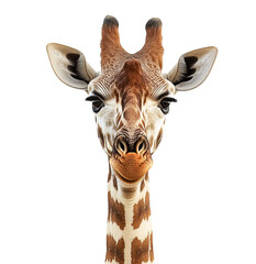 Fototapeta premium Curious Giraffe Portrait: Isolated on Transparent PNG, Close-Up, Friendly
