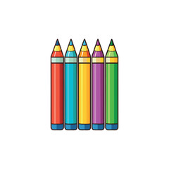 A set of multicolored pencils vector illustration in cartoon childish style isolate