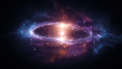 LED wall panel in 3D with glowing galactic colors, creating a soft and peaceful cosmic atmosphere.