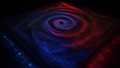 3D LED panel featuring nebula swirls in rich blue and red, with a glowing visual effect.