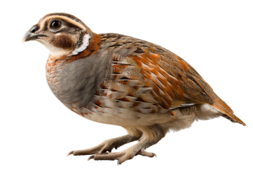High detail isolated quail bird on transparent background PNG - wildlife nature subject perfect for cutout and digital design projects