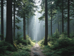 Fototapeta premium Sunlit Forest Path